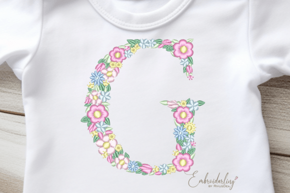 Floral Letter G Machine Embroidery