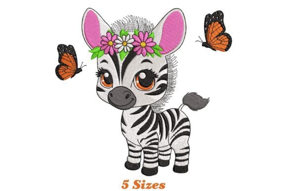 Floral Zebra with Butterfly