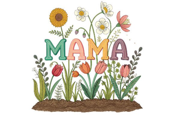Mama Floral Embroidery Design