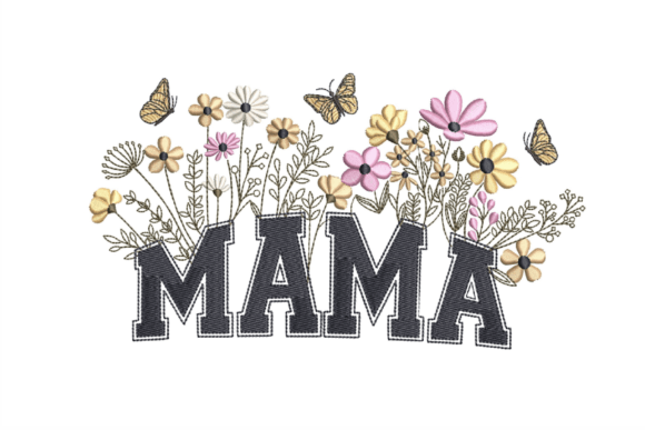 Mama Flower Embroidery Design