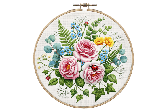Oval Embroidery Hoop with Vintage Floral
