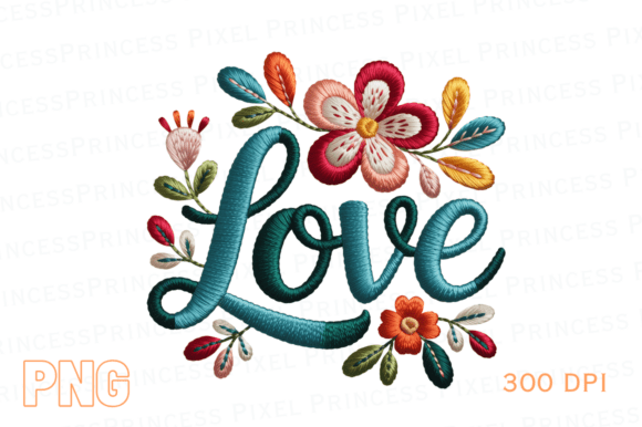 Valentine’s Day Floral LOVE Embroidery